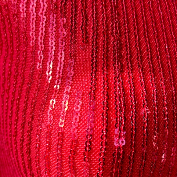 RICHARD DEMETER One Of A Kind Red Sequined Dress With Waterfall Sleeves Size XS - Picture 9 of 14